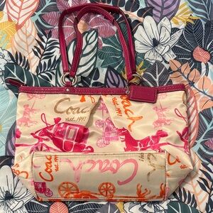 Coach Pink and Cream Tote Bag